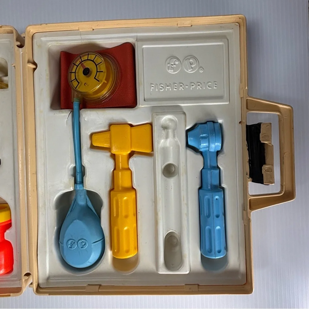 Fisher Price Medical Kit Vintage Toy Collectible Play Doctor Nurse Patient 1970s